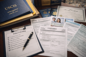 Dallas I-130 petition lawyer Dallas reviewing family immigration documents