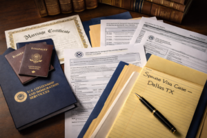 Dallas spouse visa lawyer helping couple with marriage green card